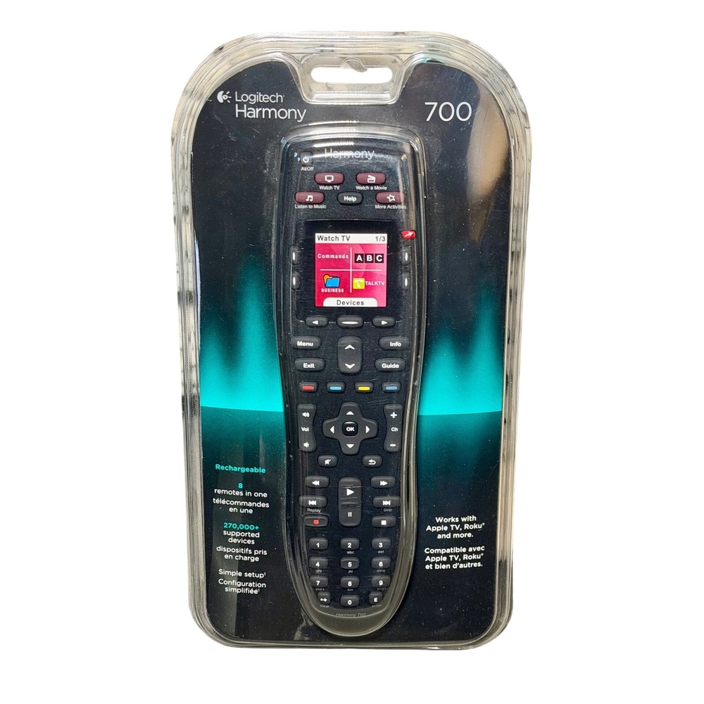 Logitech Harmony 700 Universal Remote Control Rechargeable Color Screen Black